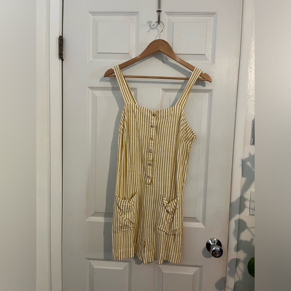 LOFT Beach Striped Patch Pocket Romper